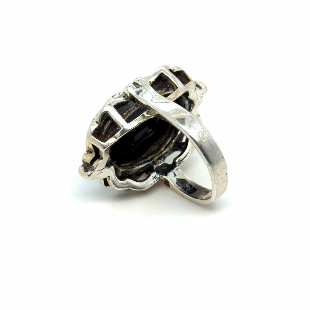 ❌Vintage Sterling Silver 925 Lady Cameo Marcasite Ring - Picture 4 of 8
